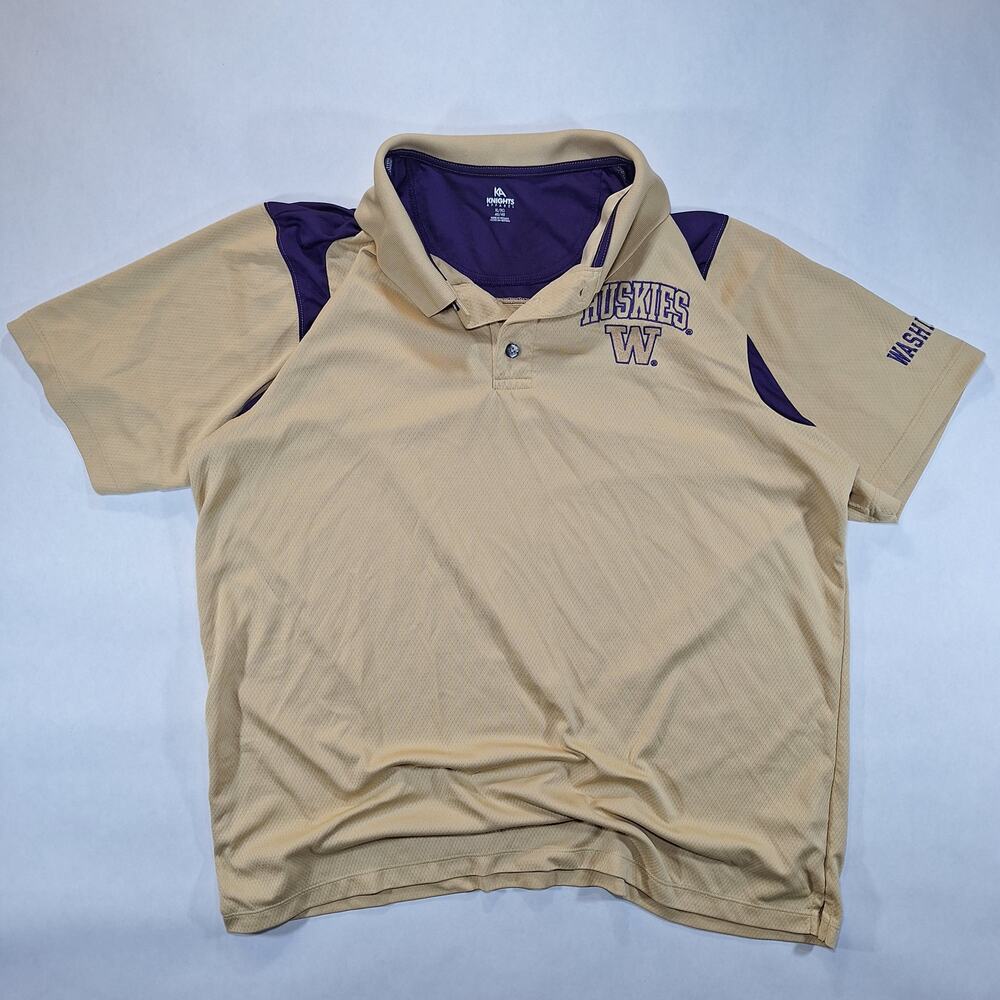 Washington Huskies Polo Shirt Mens XL Extra Large KA Knights Apparel Gold Purple